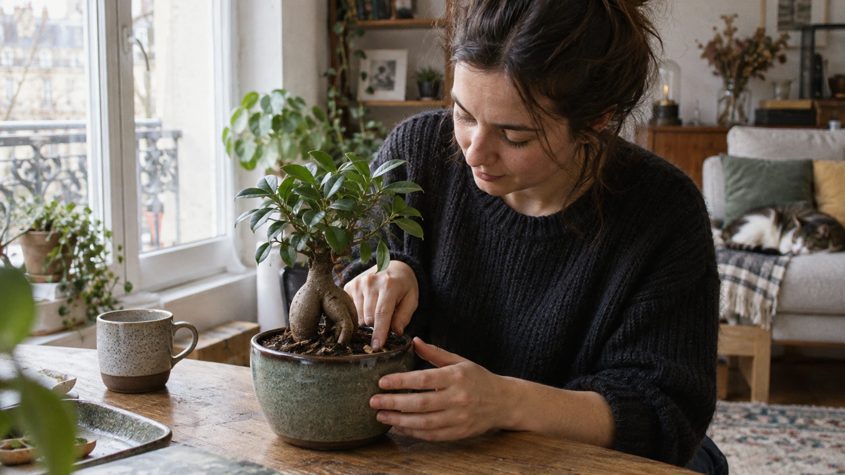 Réussir l’entretien du ficus ginseng pour un salon serein