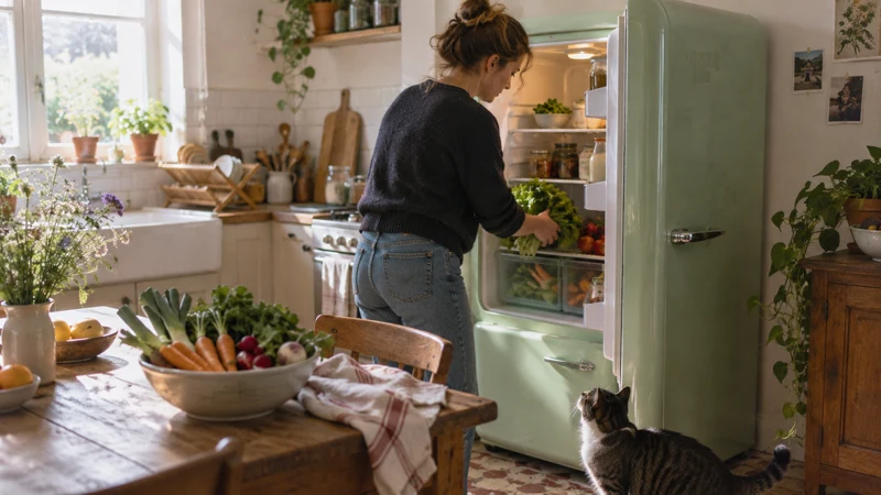 Le réfrigérateur rétro, pièce maîtresse d’une cuisine unique