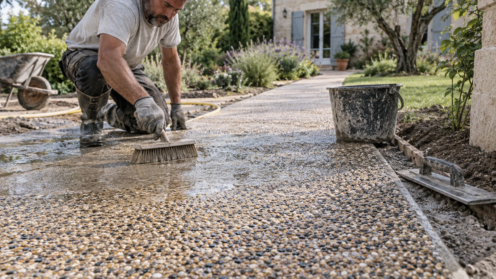Le béton désactivé : l’atout charme de vos allées